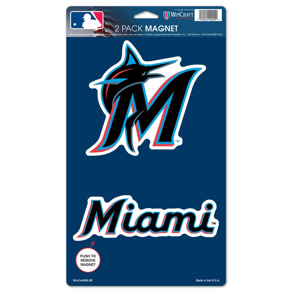Miami Marlins 2 Pack Magnets 5" x  9"