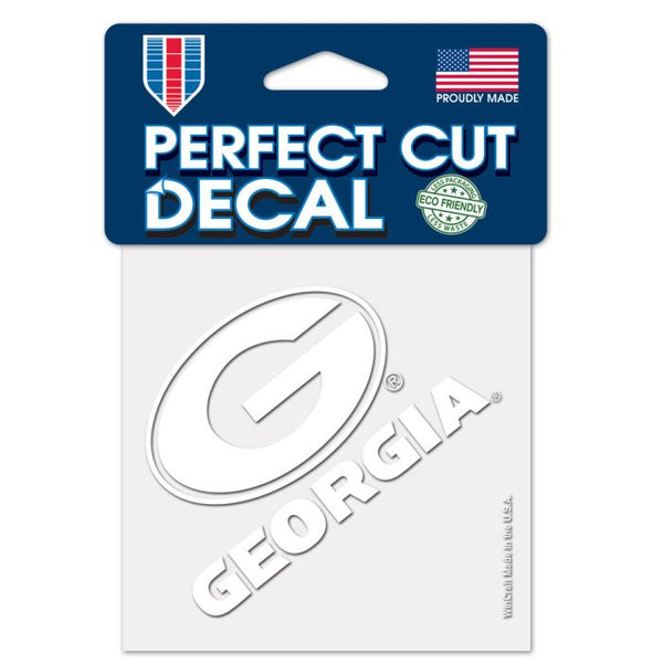 Wholesale-Georgia Bulldogs Perfect Cut White Decal 4" x 4"