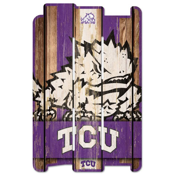 Wholesale-TCU Horned Frogs Wood Fence Sign