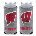 Wholesale-Wisconsin Badgers HEATHERED 12 oz Slim Can Cooler