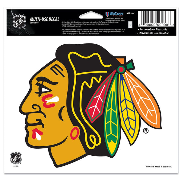 Chicago Blackhawks Multi-Use Decal -Clear Bckrgd 5" x 6"