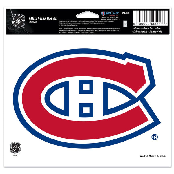 Montreal Canadiens Multi-Use Decal -Clear Bckrgd 5" x 6"