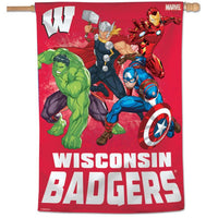 Wholesale-Wisconsin Badgers / Marvel (c) 2021 MARVEL Vertical Flag 28" x 40"