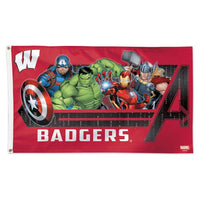 Wholesale-Wisconsin Badgers / Marvel (c) 2021 MARVEL Flag - Deluxe 3' X 5'