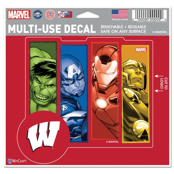 Wholesale-Wisconsin Badgers / Marvel (c) 2021 MARVEL Multi-Use Decal - cut to logo 5" x 6"