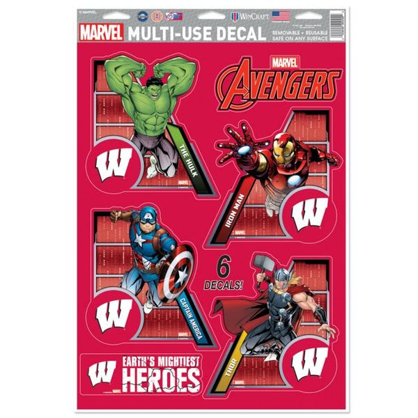 Wholesale-Wisconsin Badgers / Marvel (c) 2021 MARVEL Multi-Use Decal 11" x 17"