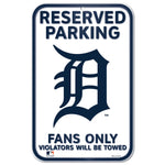 Detroit Tigers Reserved Parking Plastic Sign 11" x 17"