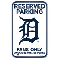 Detroit Tigers Reserved Parking Plastic Sign 11" x 17"
