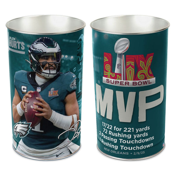 Super Bowl Champions Philadelphia Eagles Super Bowl 59 MVP Wastebasket - tapered 15"H Jalen Hurts