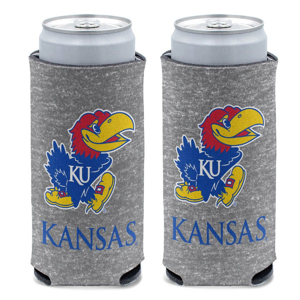 Kansas Jayhawks Heathered 12 oz Slim Can Cooler