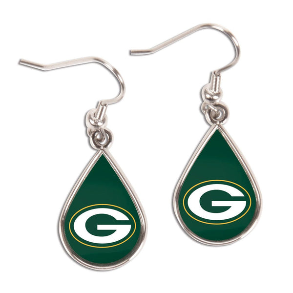Green Bay Packers Earrings Jewelry Carded Tear Drop