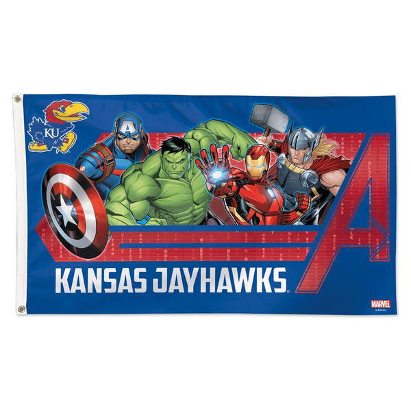 Kansas Jayhawks / Marvel (c) 2021 MARVEL Flag - Deluxe 3' X 5'
