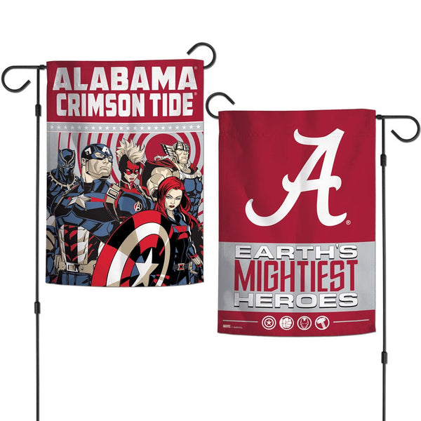 Alabama Crimson Tide / Marvel (c) 2021 MARVEL Garden Flags 2 sided 12.5" x 18"
