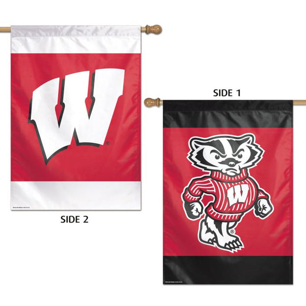 Wholesale-Wisconsin Badgers Vertical Flag 2 Sided 28" x 40"