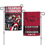 Arkansas Razorbacks / Marvel (c) 2021 MARVEL Garden Flags 2 sided 12.5" x 18"