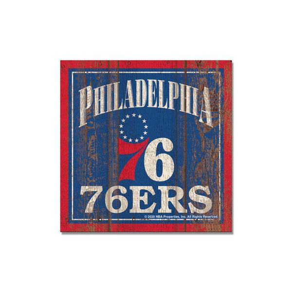 Philadelphia 76ers Wooden Magnet 3" X 3"