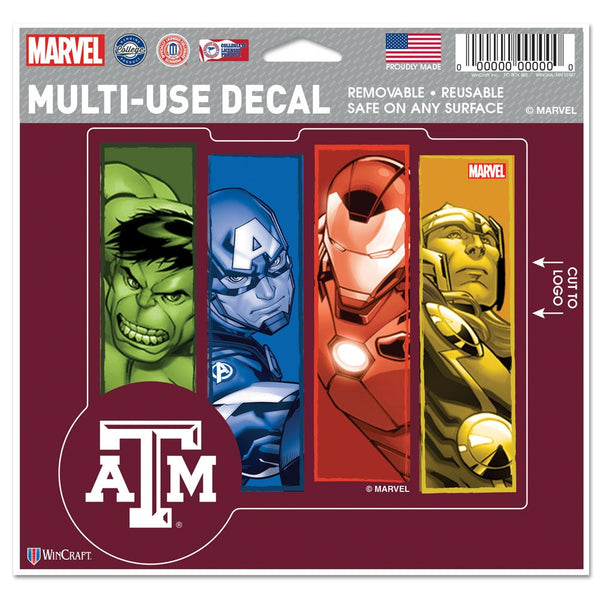 Texas A&M Aggies / Marvel (c) 2021 MARVEL Multi-Use Decal - cut to logo 5" x 6"