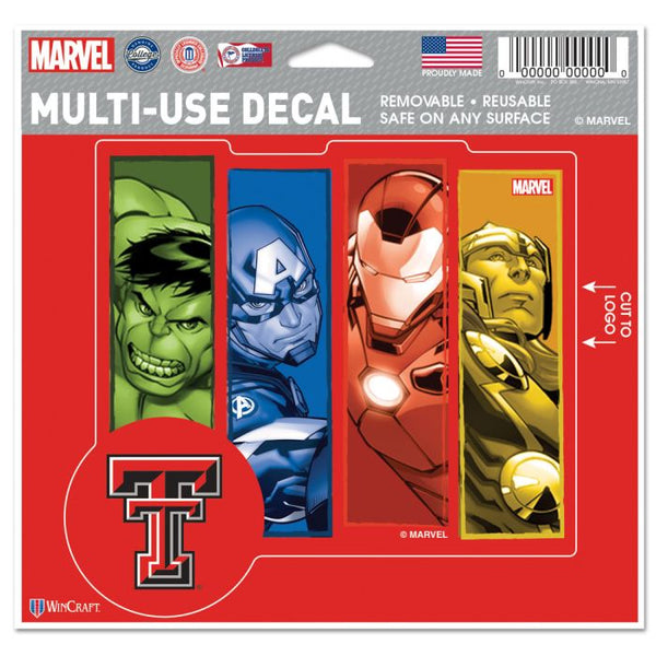 Wholesale-Texas Tech Red Raiders / Marvel (c) 2021 MARVEL Multi-Use Decal - cut to logo 5" x 6"