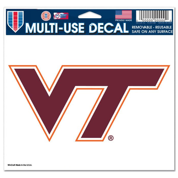 Wholesale-Virginia Tech Hokies Multi-Use Decal -Clear Bckrgd 5" x 6"