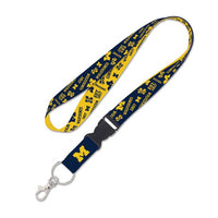 Wholesale-Michigan Wolverines SCATTERPRINT Lanyard w/detachable buckle 1"