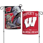 Wholesale-Wisconsin Badgers / Star Wars MANDALORIAN Garden Flags 2 sided 12.5" x 18"