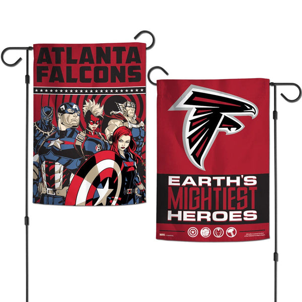 Atlanta Falcons / Marvel (C) 2021 Marvel Garden Flags 2 sided 12.5" x 18"
