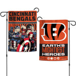 Cincinnati Bengals / Marvel (C) 2021 Marvel Garden Flags 2 sided 12.5" x 18"