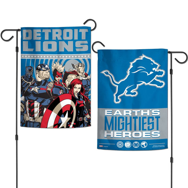 Detroit Lions / Marvel (C) 2021 Marvel Garden Flags 2 sided 12.5" x 18"