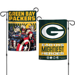 Green Bay Packers / Marvel (C) 2021 Marvel Garden Flags 2 sided 12.5" x 18"