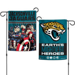 Jacksonville Jaguars / Marvel (C) 2021 Marvel Garden Flags 2 sided 12.5" x 18"