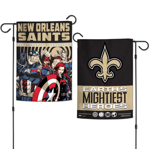 New Orleans Saints / Marvel (C) 2021 Marvel Garden Flags 2 sided 12.5" x 18"