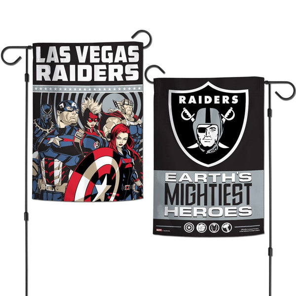 Las Vegas Raiders / Marvel (C) 2021 Marvel Garden Flags 2 sided 12.5" x 18"
