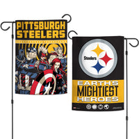 Pittsburgh Steelers / Marvel (C) 2021 Marvel Garden Flags 2 sided 12.5" x 18"