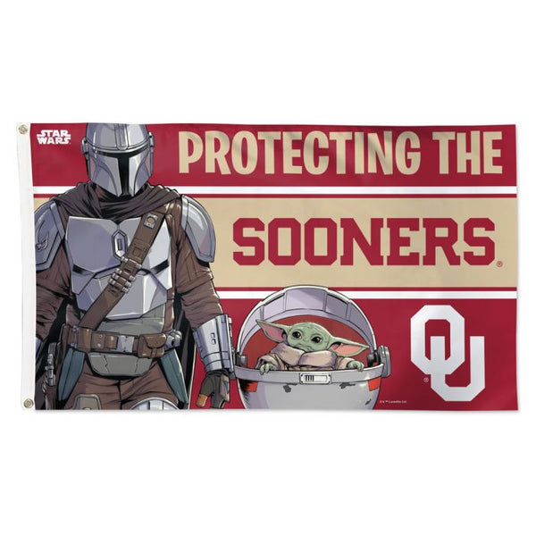 Wholesale-Oklahoma Sooners / Star Wars Mandalorian Flag - Deluxe 3' X 5'