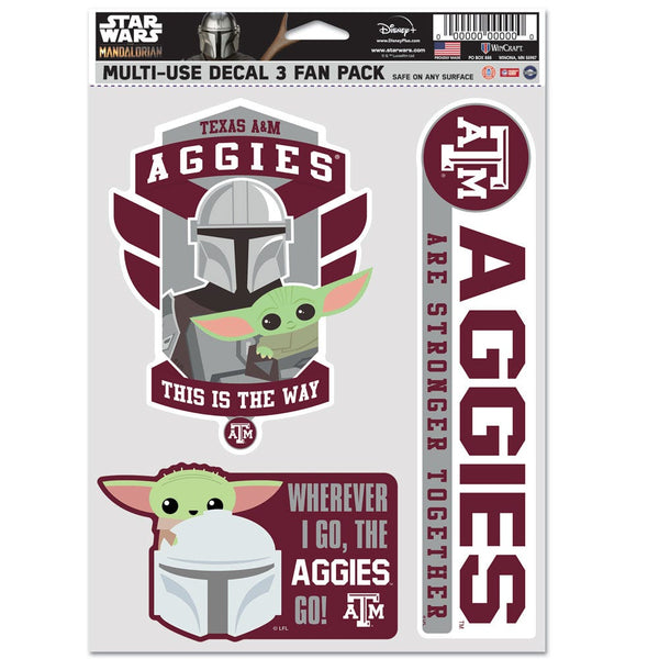 Texas A&M Aggies / Star Wars Mandalorian Multi Use 3 Fan Pack