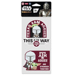 Texas A&M Aggies / Star Wars Mandalorian Perfect Cut Decal Set of two 4"x4"