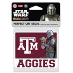 Texas A&M Aggies / Star Wars Mandalorian Perfect Cut Color Decal 4" x 4"