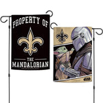 New Orleans Saints / Star Wars Mandalorian Garden Flags 2 sided 12.5" x 18"