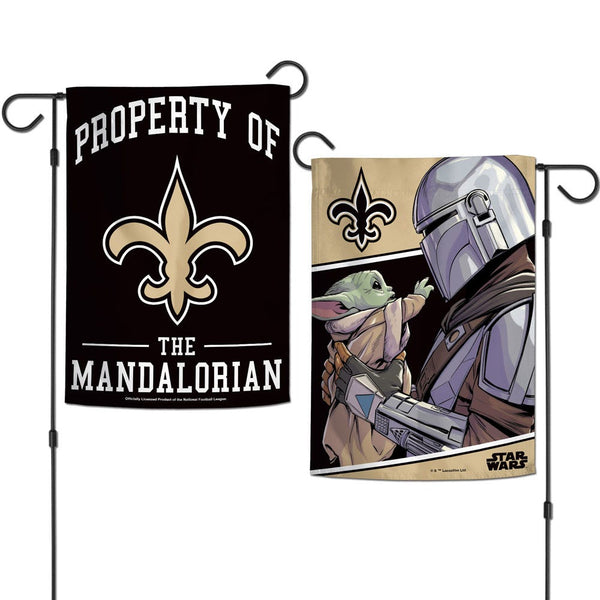 New Orleans Saints / Star Wars Mandalorian Garden Flags 2 sided 12.5" x 18"