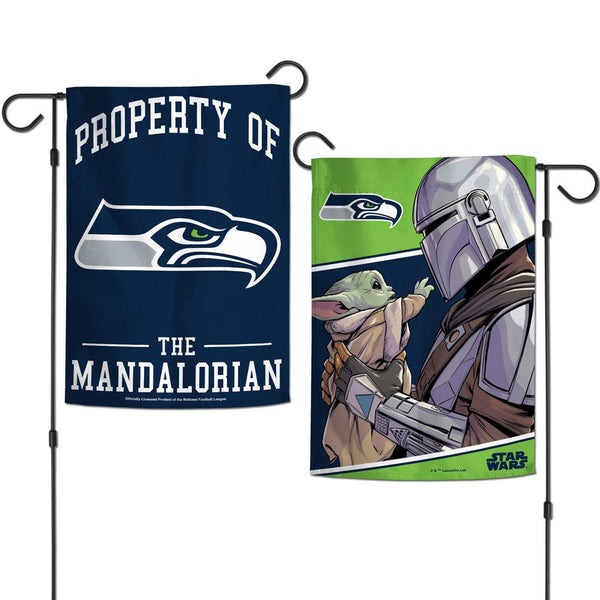 Seattle Seahawks / Star Wars Mandalorian Garden Flags 2 sided 12.5" x 18"