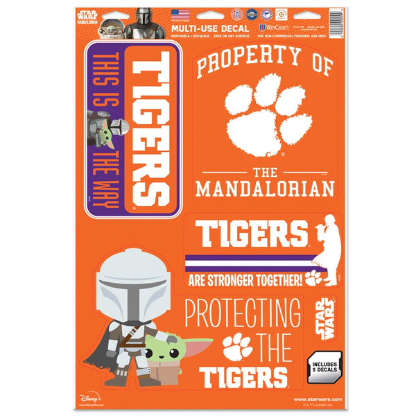 Clemson Tigers / Star Wars MANDALORIAN Multi-Use Decal 11" x 17"