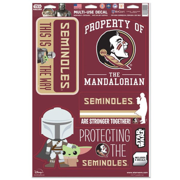 Wholesale-Florida State Seminoles / Star Wars MANDALORIAN Multi-Use Decal 11" x 17"