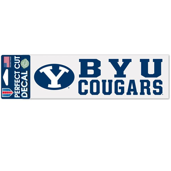 Wholesale-Brigham Young Cougars stacked Perfect Cut Decals 3" x 10"