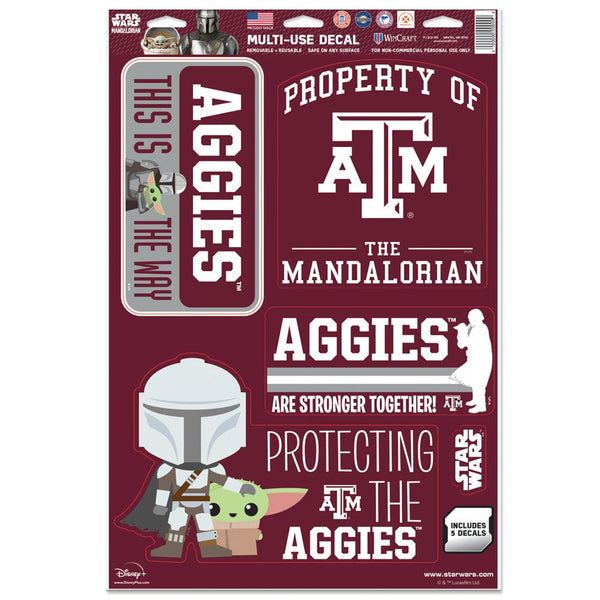 Texas A&M Aggies / Star Wars MANDALORIAN Multi-Use Decal 11" x 17"