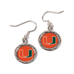 Miami Hurricanes Earrings Jewelry Carded Round