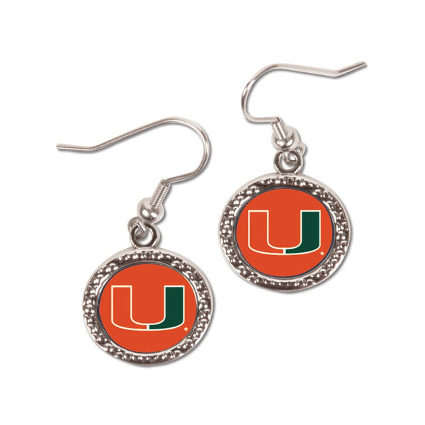 Miami Hurricanes Earrings Jewelry Carded Round