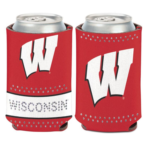 Wholesale-Wisconsin Badgers Bling Can Cooler 12 oz.