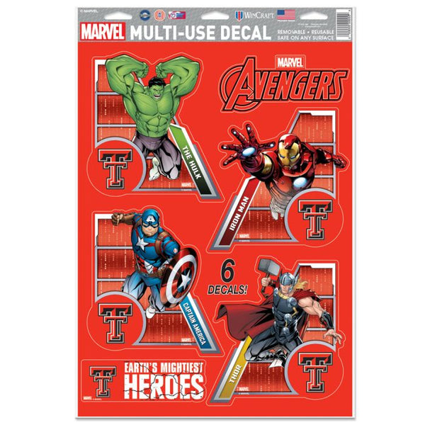 Wholesale-Texas Tech Red Raiders / Marvel (C) 2021 Marvel Multi-Use Decal 11" x 17"