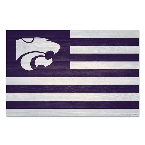 Kansas State Wildcats AMERICANA Wood Sign 11" x 17" 1/4" thick