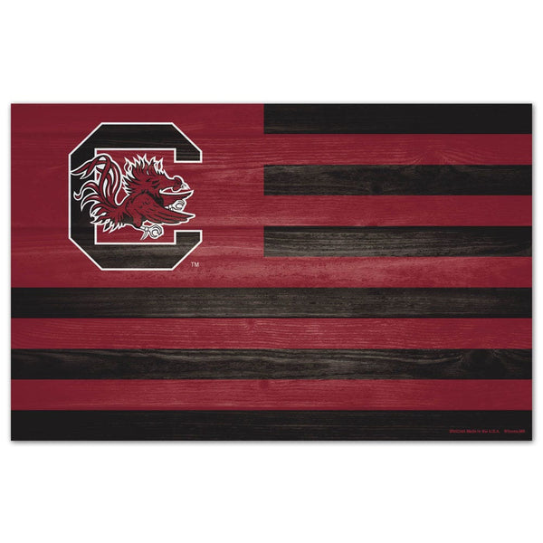 South Carolina Gamecocks AMERICANA Wood Sign 11" x 17" 1/4" thick